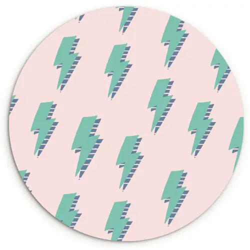 Patroon - Bliksem - Roze - Groen Wandcirkel plexiglas klein 852 -3d