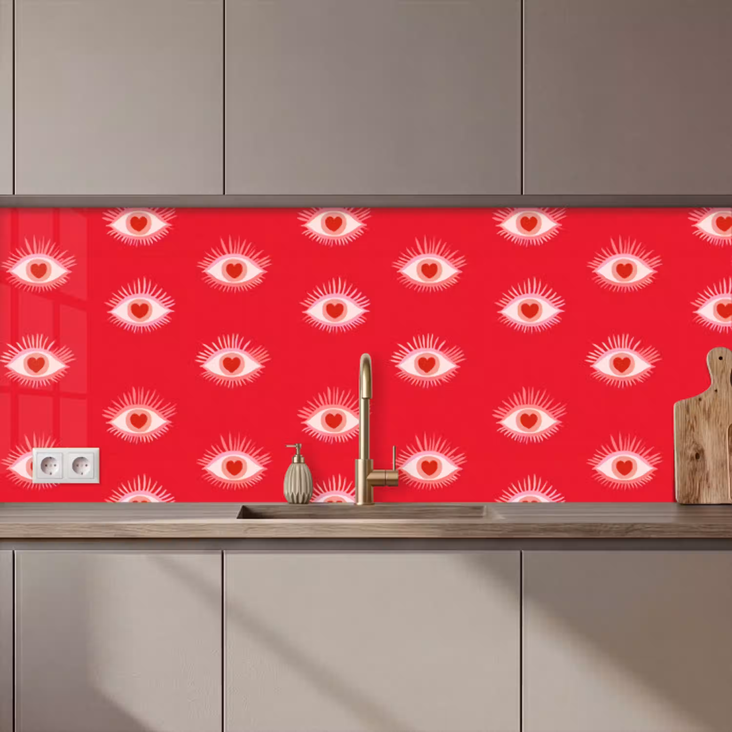 Ogen - Hart - Abstract - Rood - Roze keuken achterwand 2 middel 871 zz_3dshopping