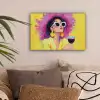 Vrouw - Hoed - Paars - Wijn canvas 2cm klein -sfeer1