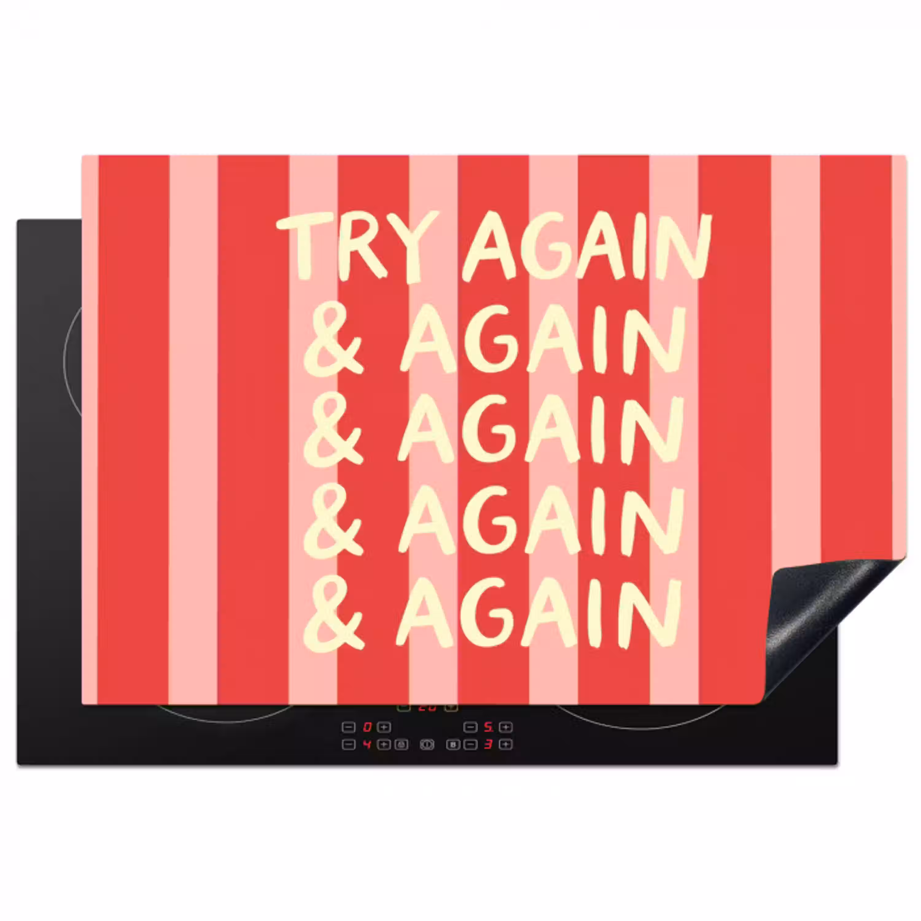 Strepen - Rood - Try again Inductie beschermer vinyl 3mm klein -3d