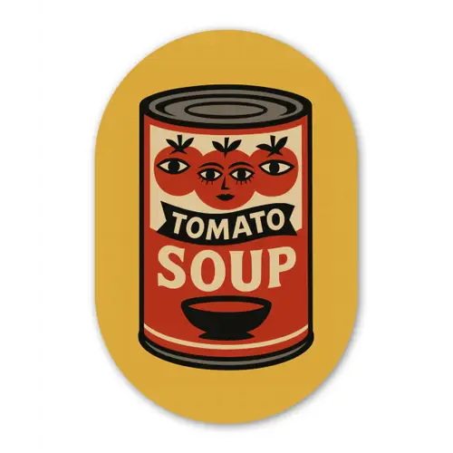 Tomatensoep - Gezichtje - Illustratie - Rood Wandcirkel Ovaal Glas middel -3d
