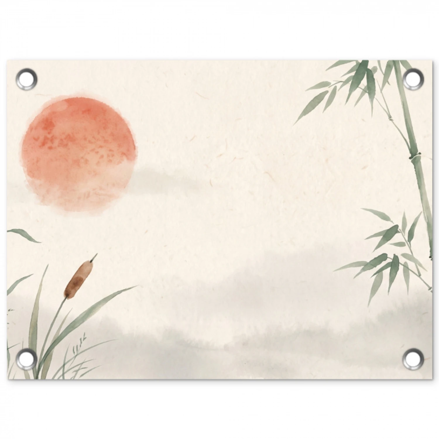 Minimalistisch - Bamboe - Groen tuinposter los doek klein -3d