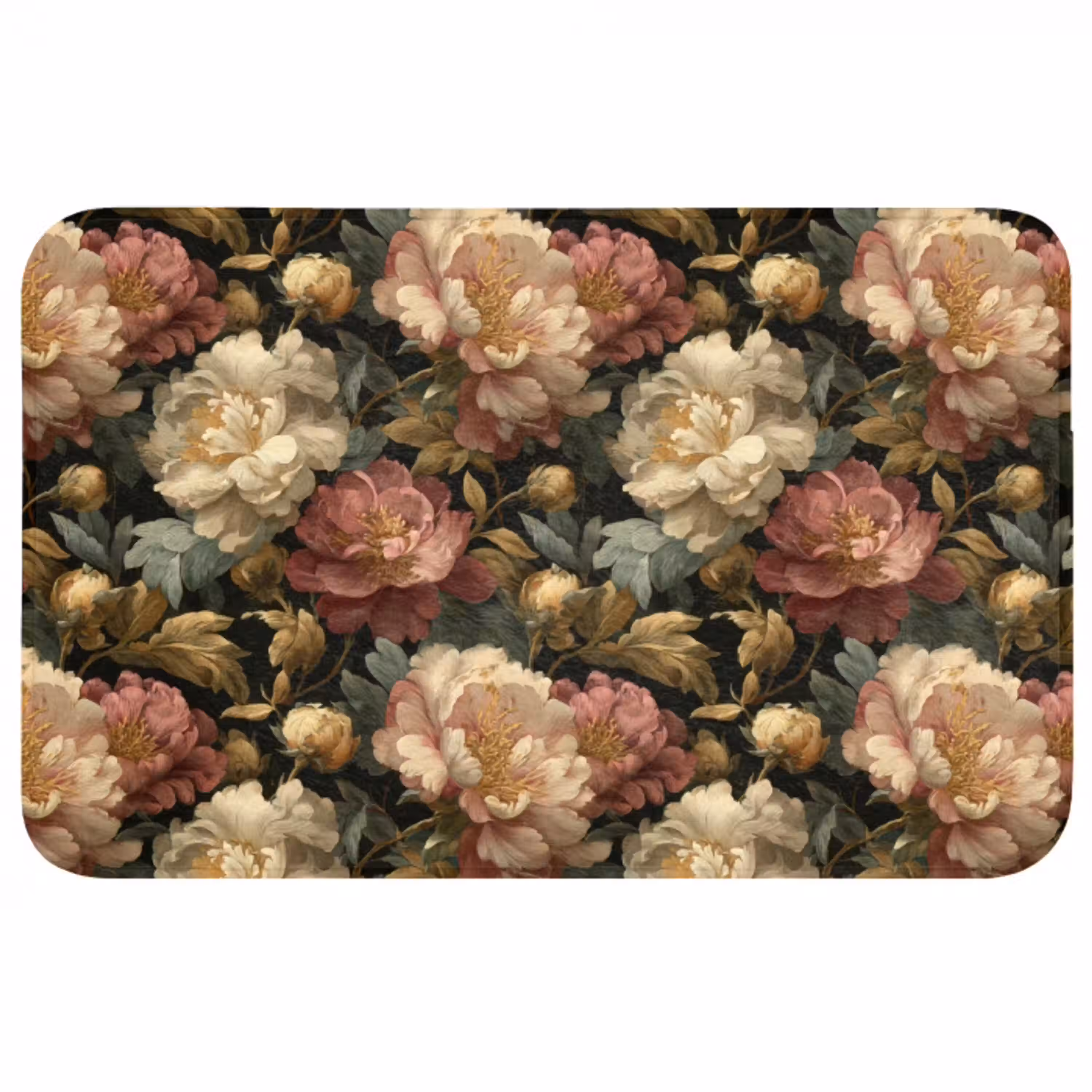 Bloemen - Barok - Patroon - Roze - Crème Badmat middel 997 -3d