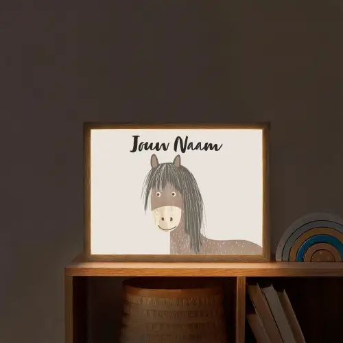 Paard - Dier - Pastel kleuren - Paarden Light Box met batterij (Wandlamp kind) middel -sfeer1_kind