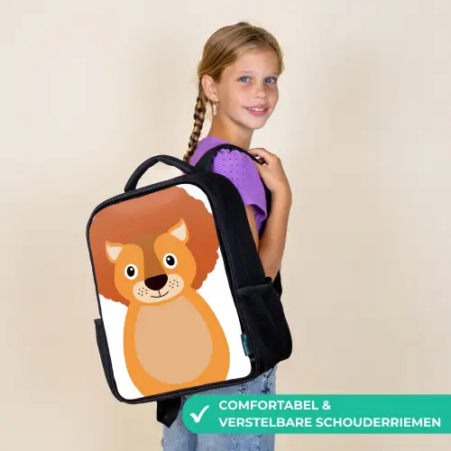 Dierenportret - Leeuw - kinderen Rugzak - Zwart middel -sfeer6_NL