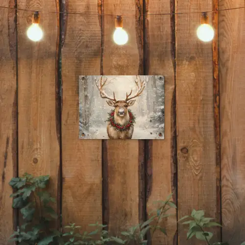 Kerst - Rendier - Winter - Krans tuinposter los doek klein -sfeer1