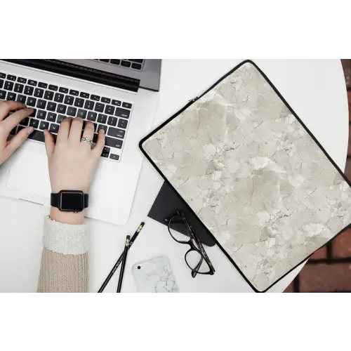 Marmer - Grijs - Aders laptophoes neopreen klein 279 -bureau