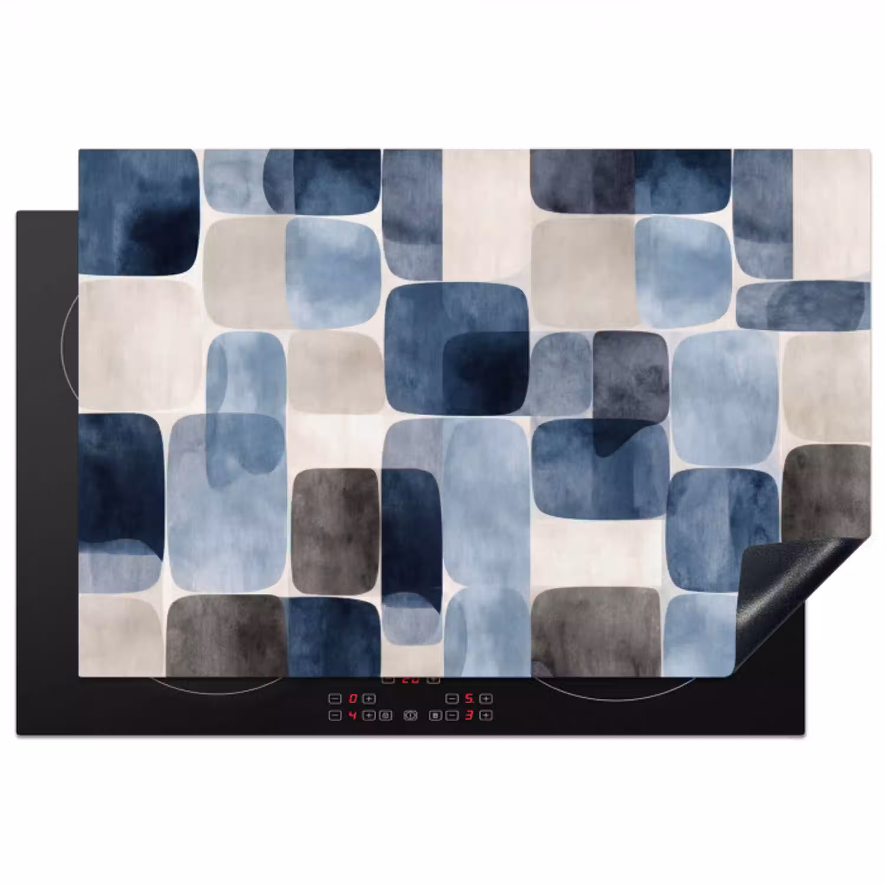 Patroon - Blauw - Vierkanten Inductie beschermer vinyl 3mm klein -3d