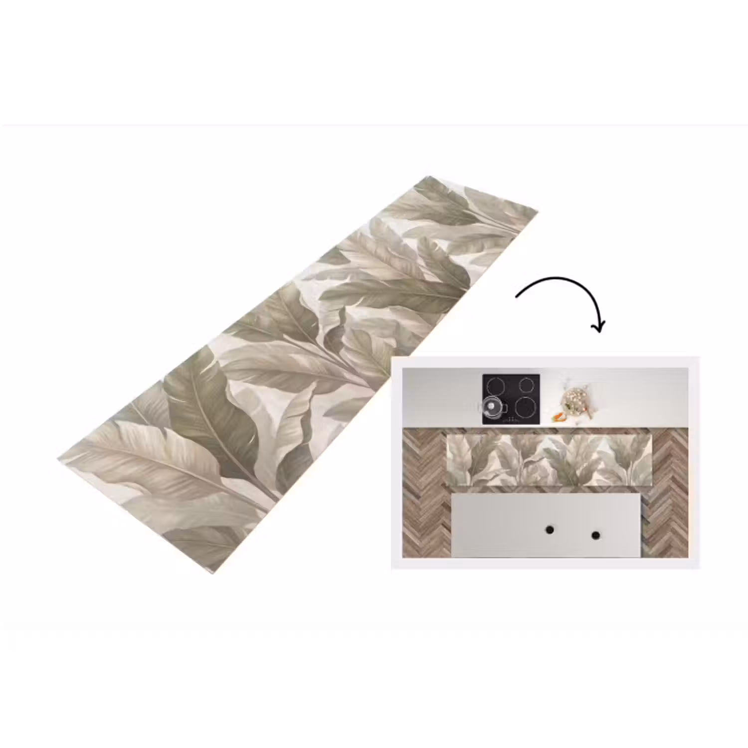 Küchenläufer - Blätter – Tropisch – Natur – Abstrakt – Beige