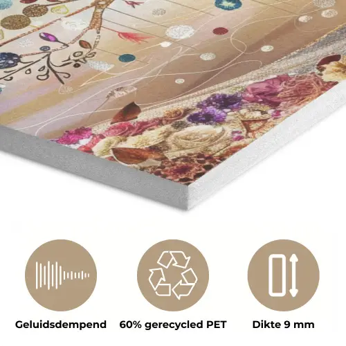 Levensboom - Goud - Kleurrijk - Abstract - Aesthetic PET vilt klein -closeup_NL