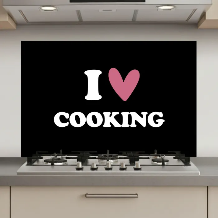 I love cooking - Koken - Hartje - Kookliefhebber - Kok - Spreuken keuken achterwand spatscherm klein -3d_website