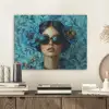 Vrouw - Bloemen - Vlinders - Blauw - Abstract PET vilt klein -sfeer1