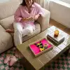 Kat - Art - Zonnebril - Roze Dienblad Rechthoek middel -sfeer3