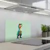 Cartoon - Dino - Oranje - Stekels keuken achterwand spatscherm klein -3d_schuin