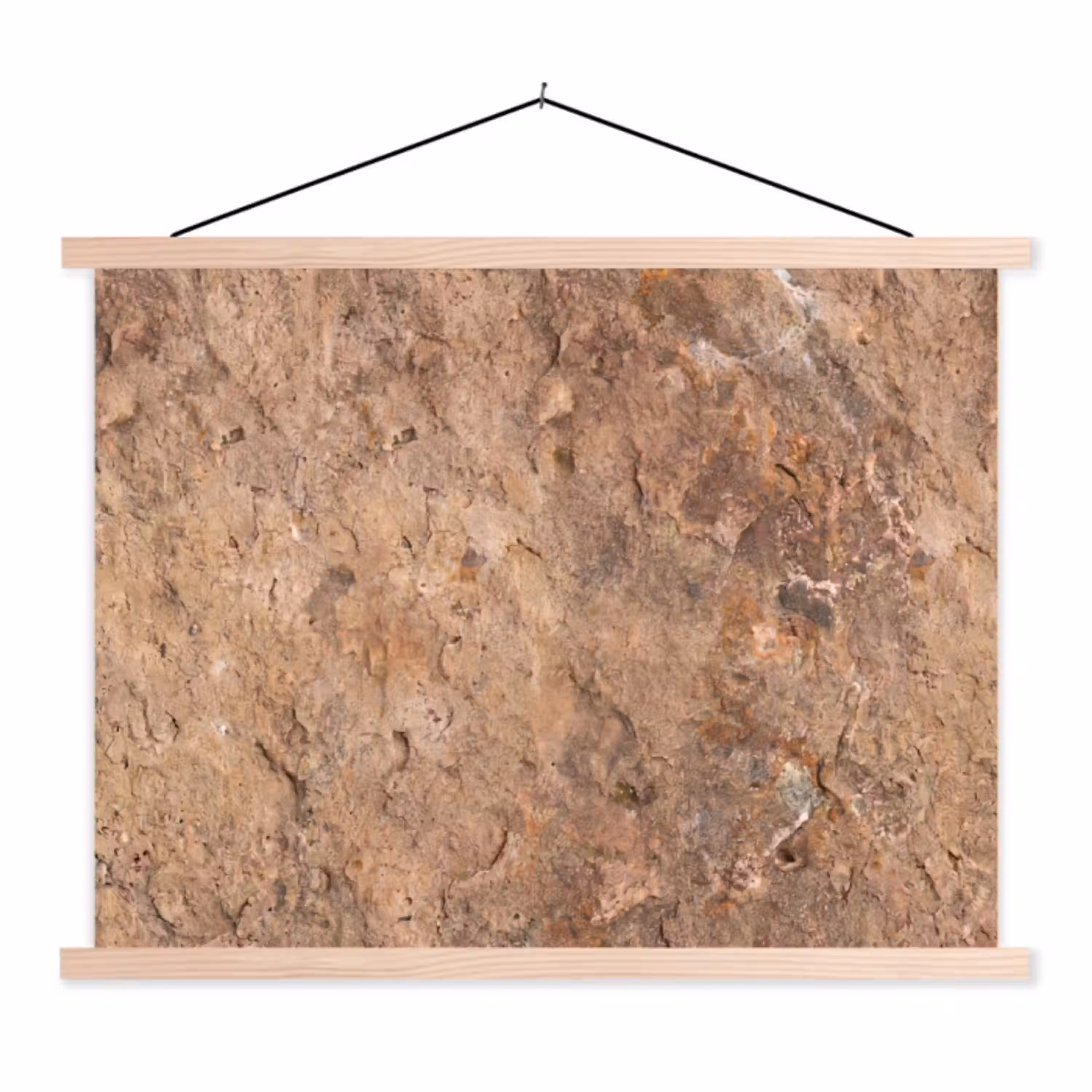 Steen - Natuur - Textuur - Abstract - Bruin textielposter latten blank klein -3d