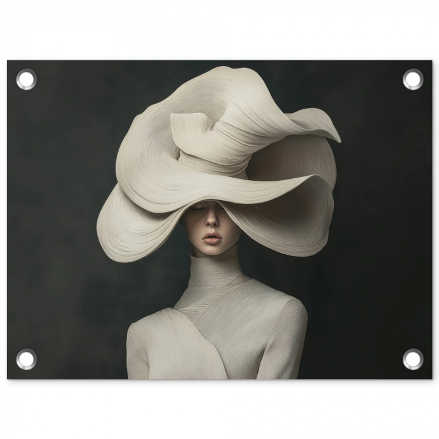 Modern - Vrouw - Hoed tuinposter los doek klein -3d