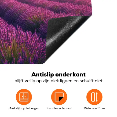 Lavendelveld - Zonsondergang - Paars Inductie beschermer vinyl 3mm klein -zzzzzzz-td-onderkant