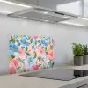Blauw - Roze - Bloemen keuken achterwand spatscherm klein -3d_schuin