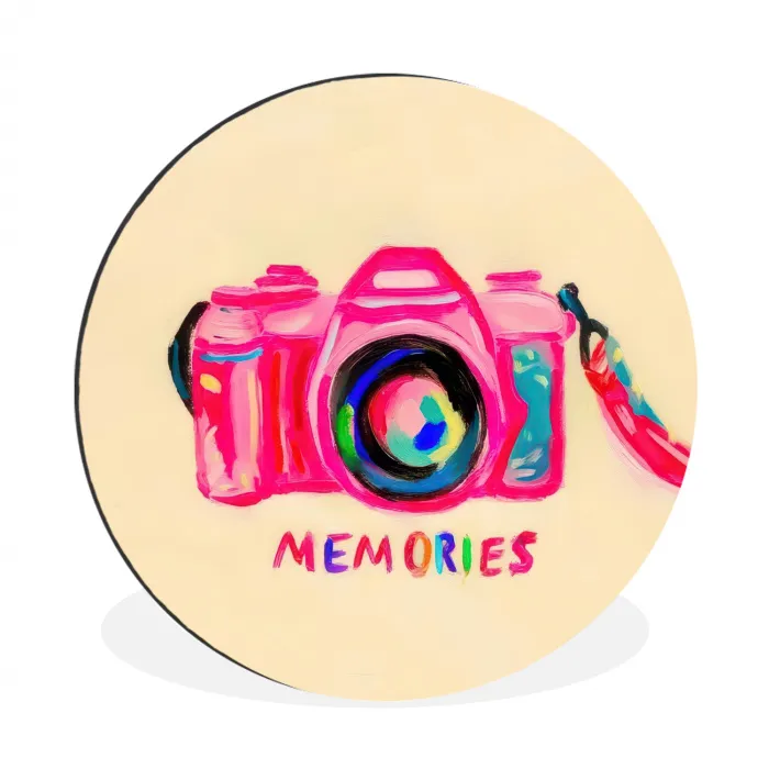 Camera - Memories - Roze - Geschilderd Wandcirkel aluminium klein -3d