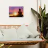 Boeddha silhouet bij zonsopgang tuinposter los doek klein -sfeer7