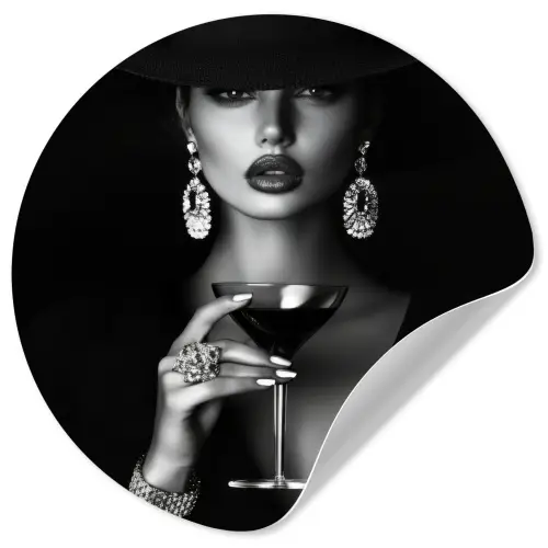 Vrouw - Cocktail - Chic Wandcirkel behangsticker klein -3d