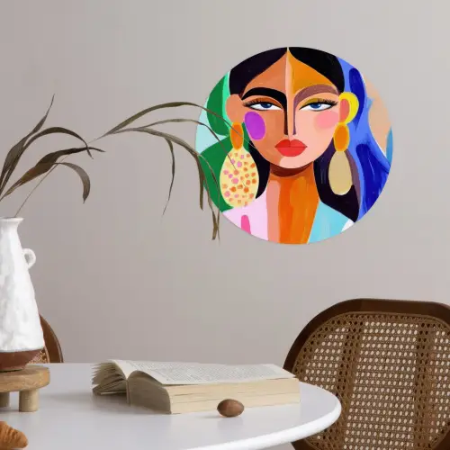 Portret - Vrouw - Modern Wandcirkel behangsticker klein -sfeer3