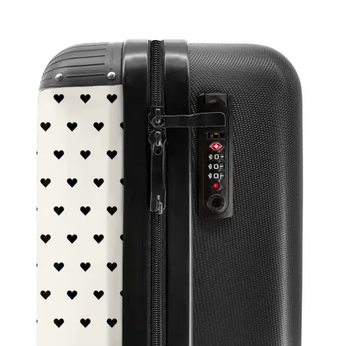 Valentijn hartjes zwart wit NBS - Handbagage koffer - Kinderen Unisex middel -slot