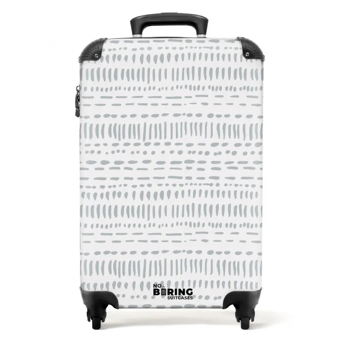 Grijs stippelstrepenmotief NBS - Handbagage koffer - Kinderen Unisex middel -productfoto_recht