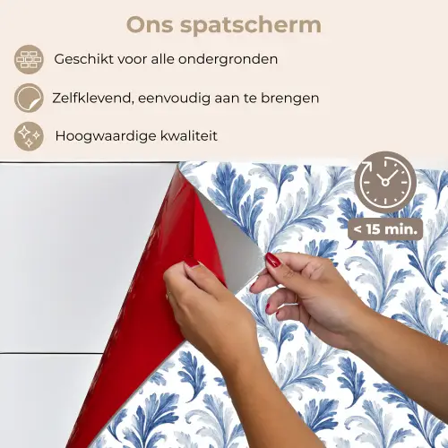 Frans - Citroen - Bladeren  - Blauw keuken achterwand spatscherm klein 900 -spatscherm_NL