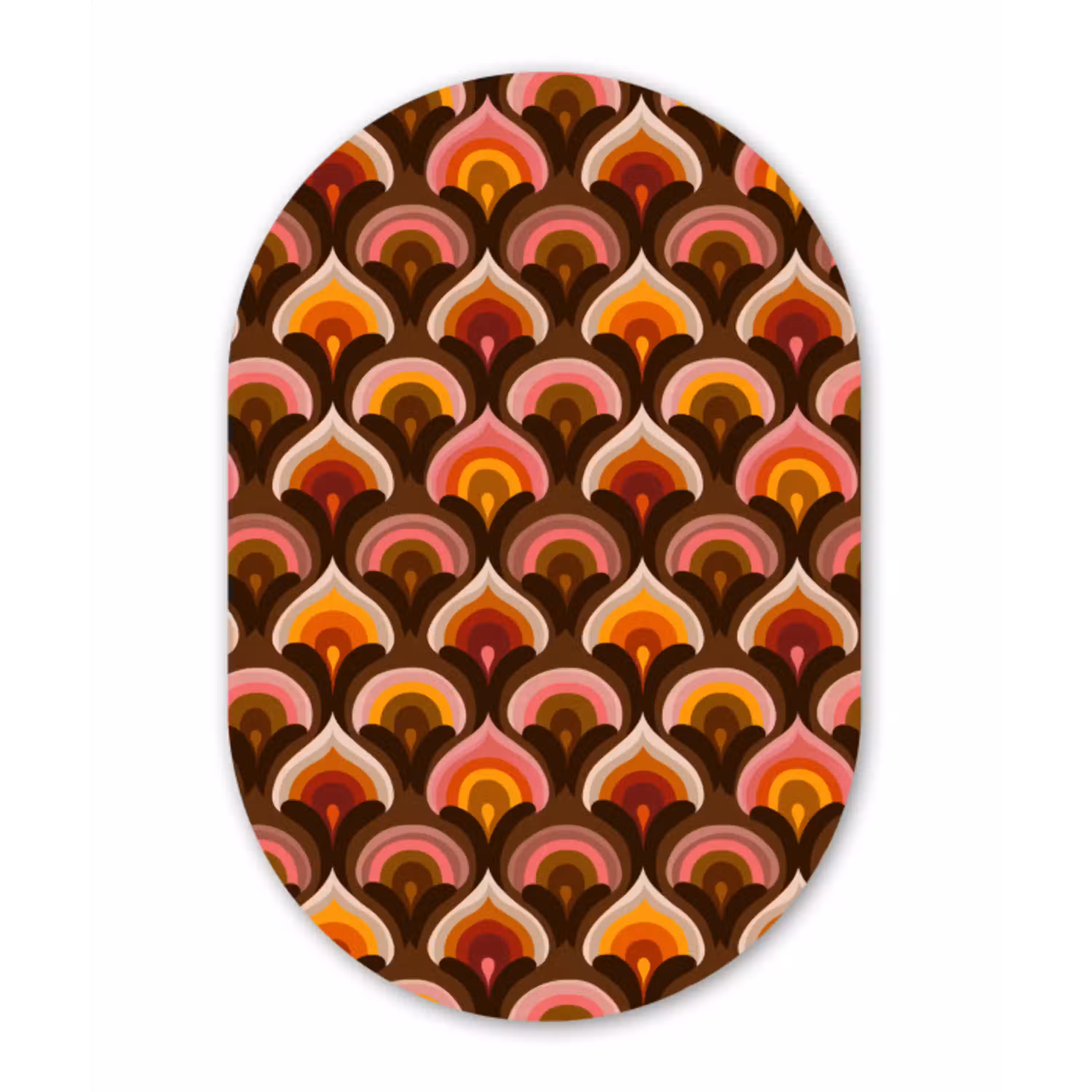 Patroon - Retro - Kleurrijk Wandcirkel Ovaal Aluminium middel 839 -3d