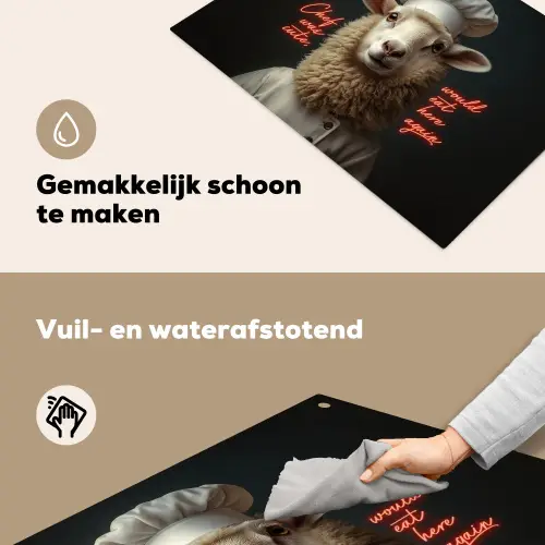 Schaap - Kokskleding - Neon - Quote Inductie beschemer met haakjes klein -ky-schoon-nl