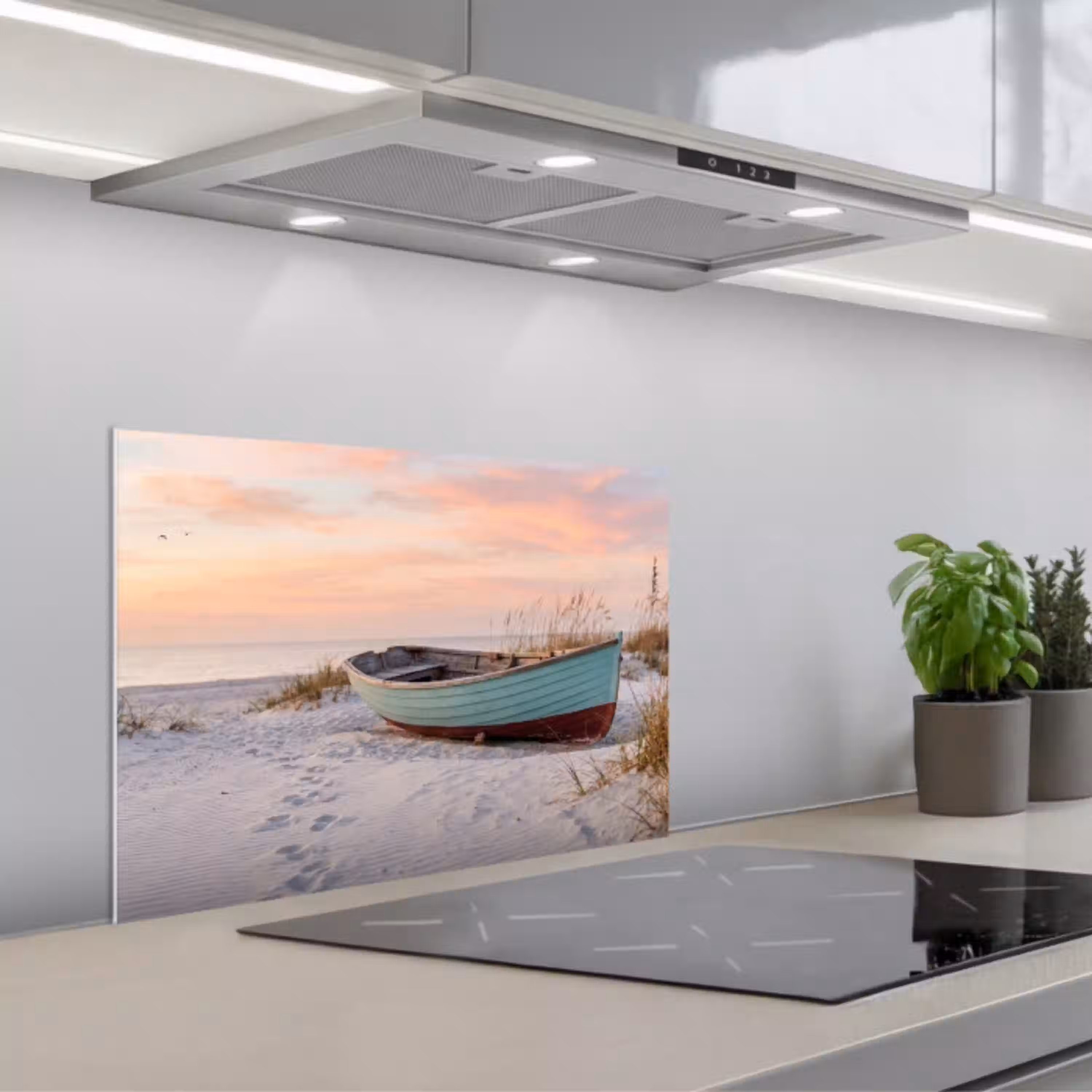 Rustiek - Roeiboot - Zandstrand keuken achterwand spatscherm klein -3d_schuin