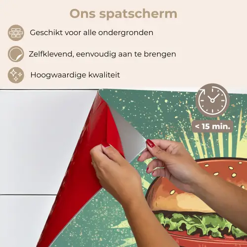 Hamburger - Illustratie - Sla - Kaas keuken achterwand spatscherm klein -spatscherm_NL