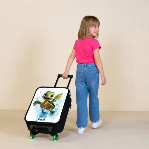 Schildpad - Water - Groen Kinderkoffer - Zwart klein -sfeer1