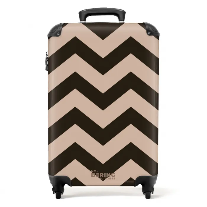 Zigzag patroon in verschillende tinten bruin NBS - Handbagage koffer - Kinderen Unisex middel -productfoto_recht