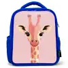 Giraffe - Wimpers - Minimalistisch - Roze Kinderrugzak - Blauw middel -3d