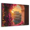 Colosseum - Rome - Roze Bloemen Textielframe zwart klein -3d