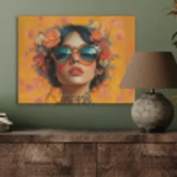 Vrouw - Bloemen - Aesthetic - Oranje PET vilt klein -sfeer2
