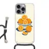 Schaal - Minimalistisch - Oranje - Sinaasappels Hoesje iPhone 16 Pro Max met koord klein -3d