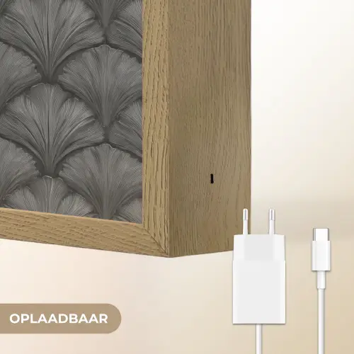 Waaier - Motief - Grijs Light Box met batterij (Wandlamp) middel 907 -USP_websiteoplaadbaarNL
