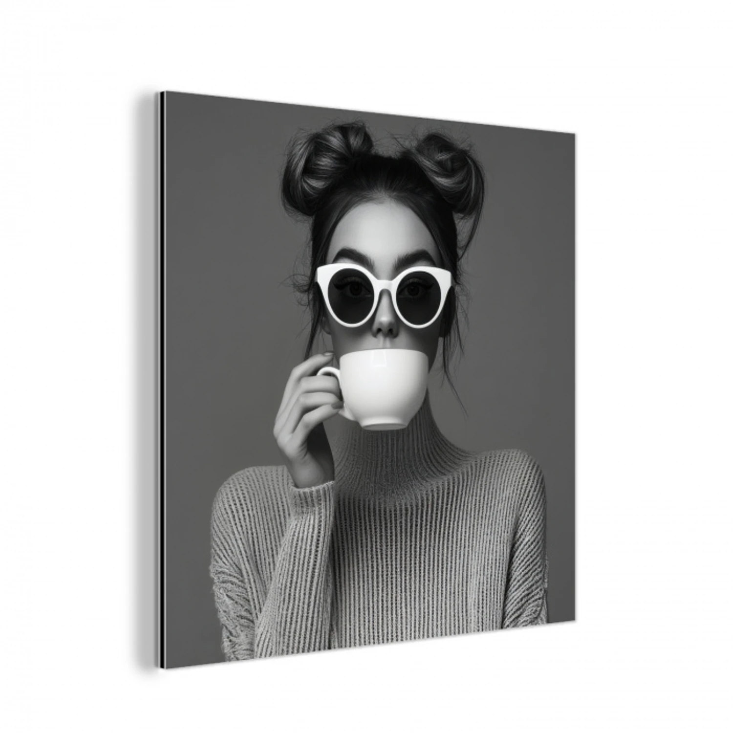 Vrouw - Koffie - Zwart - Wit aluminium wit klein -3d