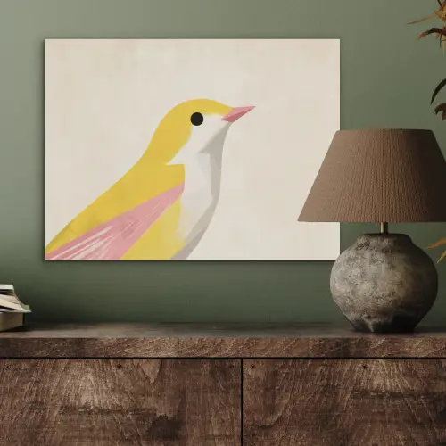 Vogel - Minimalistisch - Geel PET vilt klein -sfeer2