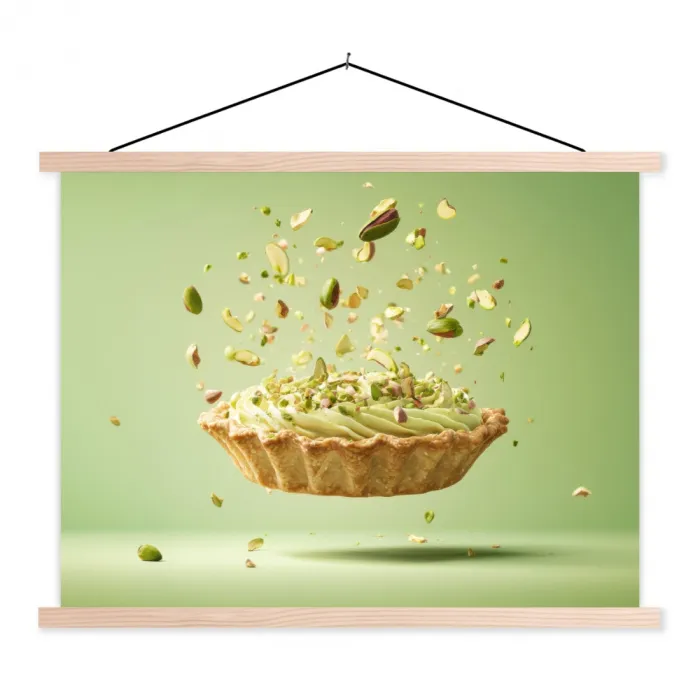Pistache - Taart - Noten - Eten textielposter latten blank klein -3d