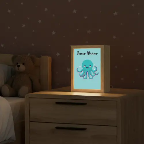 Octopus - Blauw - Gezicht Light Box met kabel (Kinderlampje) klein -sfeer1_kind