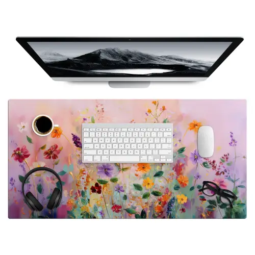 Schilderij - Bloemen - Abstract - Kleurrijk Muismat XXL klein -3d