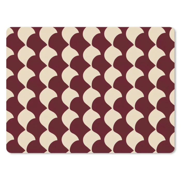 Rood - Tegelpatroon - Crème muismat rubber klein 262 -3d