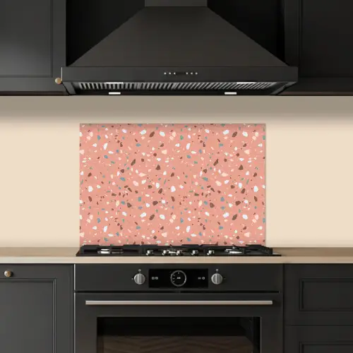 Terrazzo -  Patroon - Kleurrijk - Roze - Blauw keuken achterwand spatscherm klein 900 -sfeer1
