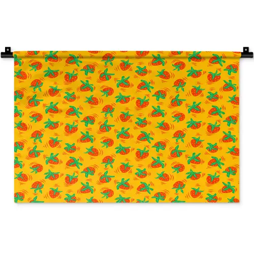 Geel - Aardbei - Patroon Wandkleed katoen klein 269 -zz3d