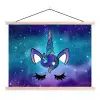 Eenhoorn - Sterrenhemel - Ster - Blauw textielposter latten blank klein -3d