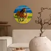 Paarden - Gras - Dieren - Landschap - Natuur Wandcirkel kunststof plaat 5mm dik klein -sfeer1
